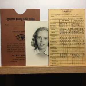 1939 REPORT CARD Tippecanoe County School ADVERTISING Optometrist PHOTO